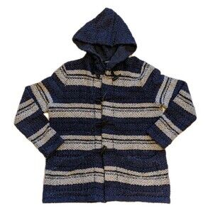 CHAPS Boho Southwestern Coastal Baja Wmn Lrg Toggle Button Sweater Hoodie Hippie